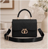 Cartera de Mano Elegante para Mujer con Correa Ajustable y Broche Dorado