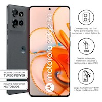 Celular Motorola Moto Edge 50 12GB 256GB 6.7" Gris + Cargador + Moto Buds