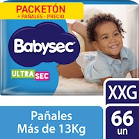 Pañal Babysec Packetón Ultra Talla XXG 66 un