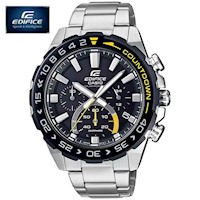 Reloj Casio Edifice Solar EFS-S550DB-1AV Cristal Zafiro Feca Cronómetro Dial Negro