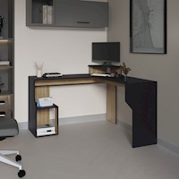 ESCRITORIO EN L JUANITA WENGUE Y FRESNO 90,6X130,0X130,0 CM | TUHOME