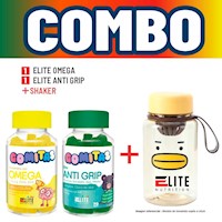 COMBO GOMITAS PARA NIÑOS ELITE NUTRITION- ELITE OMEGA + ELITE ANTI GRIP + SHAKER