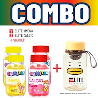 COMBO GOMITAS PARA NIÑOS ELITE NUTRITION- 2 ELITE OMEGA + 2 ELITE CALCIO +SHAKER