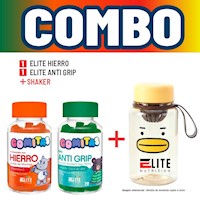 COMBO GOMITAS PARA NIÑOS ELITE NUTRITION- ELITE HIERRO + ELITE ANTI GRIP +SHAKER