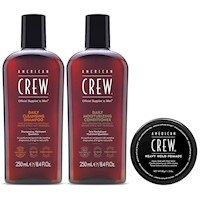 Daily Shampoo + Acondicionador + Cera Heavy Hold Pomade 85gr American Crew Men