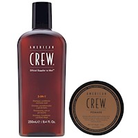 3 en 1 Shampoo, Conditioner y Body Wash + Cera Pomade American Crew Men