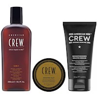 3 in 1 Shampoo +Cera Molding Clay +Crema de Afeitar American Crew Men