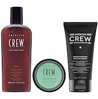 3 in 1 Shampoo +Cera Forming Cream +Crema de Afeitar American Crew Men