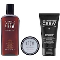 3 in 1 Shampoo +Cera Grooming Cream +Crema Afeitar American Crew Men