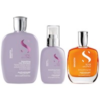 Shampoo Anti Frizz Sin Sal 250ml + Crema + Aceite Alfaparf Smooth