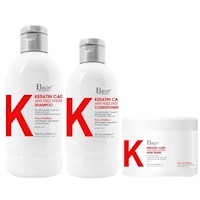 Shampoo Anti Frizz + Acondicionador + Mascarilla Baor K Keratin Care