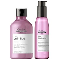 Shampoo Anti Frizz + Aceite Perfecciona Brillo LOreal Liss Unlimited