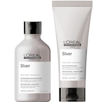 Shampoo para Cabello Gris o Canas 300ml +Acondicionador LOreal Silver