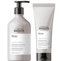 Shampoo para Cabello Gris o Canas 500ml +Acondicionador LOreal Silver
