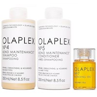 Olaplex N°4 + N° 5 + N°7 Shampoo Reparador + Acondicionador + Aceite