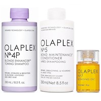 Olaplex N°4P + N°5 + N°7 Shampoo Cabello Rubio +Acondicionador +Aceite