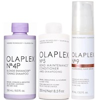 Olaplex N°4P + N°5 + N°9 Shampoo Cabello Rubio + Acondicionador+ Sérum