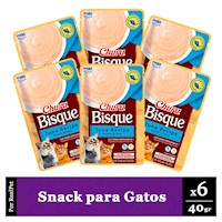 Pack Snack Sopa Gato Churu Bisque Sabor Atún 6 Sobres x 40gr