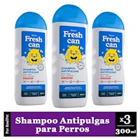 Pack x3 Shampoo para Perros Fresh Can Antipulgas Frasco 300 ml