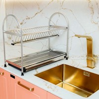 Escurridor de 2 niveles de acero inoxidable de 60cm Más Casa Perú