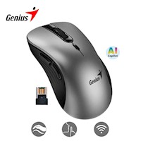 Mouse Inalambrico Ergo8100S AI 6 botones 1600Dpi Recep USB Gris Plata