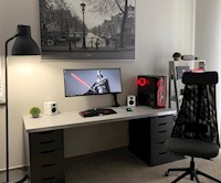 Escritorio Gamer de Melamina Gris 180cm