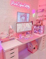 Escritorio Gamer de Melamina Led Blanco 180cm