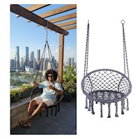 Silla Mecedora Colgante de Ratan Gris