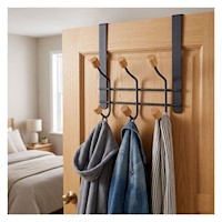 Colgador para Puerta de 6 Ganchos Negro