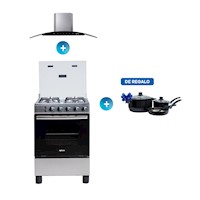 COMBO: COCINA AGHASO 4 HORNILLAS - ESSENCIAL GLP + CAMPANA CHIMENEA TOUCH 60 CM