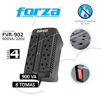 FORZA ESTABILIZADOR VOLTAJE FVR-902 8 TOMAS 900VA NEGRO