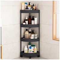 Carrito Organizador Estante Esquinero con Ruedas para Baño YG5 Negro