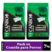 Pack x2 Comida Perros Cachorros Pequeños Canbo Cordero 7 kg