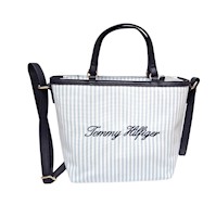 Cartera Doble Asa Tommy Hilfiger Canvas - Celeste