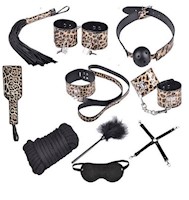 Kit Bondage Sumisión Sexual Seducción 10 piezas Animal Print