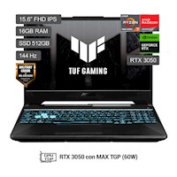 Laptop Asus 15.6" Windows 11 Home AMD Ryzen 7-7445HS 16GB 512GB RTX 3050 TUF Gaming A15