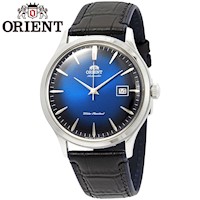 Reloj Orient Bambino 4 FAC08004D0 Automático Fecha Correa Cuero Negro Dial Azul