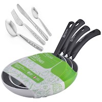Juego de sartenes Facusa Argentum + Juego de cubiertos 16PZS