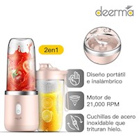 Licuadora Inalámbrica Portatil Acero Inoxidable 400 ml Rosa 140W