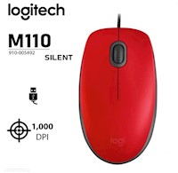 MOUSE LOGITECH M110 SILENT OPTICO USB ROJO