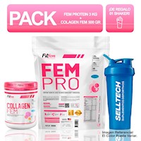 Pack Fitfem Fempro 3kg Vainilla+colagen Fem 500gr Fruitpunch