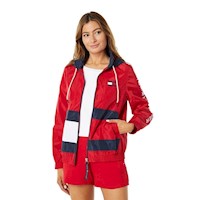 Casaca Cortaviento con Capucha para Mujer Tommy Hilfiger Rojo
