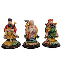 Figura Estatuilla Feng Shui Gran Puro Jade Superior Set Dioses Chinos 3pza