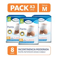 Ropa interior adultos Tena Pants Clásico Talla M 8un pack x3