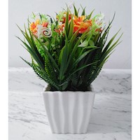 Flores artificiales arreglo floral jardin en naranja