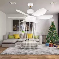 Foco Ventilador De Techo 2 En 1 De 40w Con Control Remoto Diseño Flor