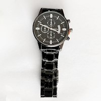 Reloj de pulsera analógico inoxidable negro