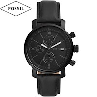 Reloj Fossil Rhett BQ1703 Fecha Cronómetro Correa de Cuero Negro