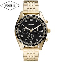 Reloj Fossil Wilkin BQ2617 Multifuncional Acero Inoxidable Dorado Dial Negro