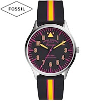 Reloj Fossil Forrester FS5613 Acero Inoxidable Correa de Silicona Negro Amarillo